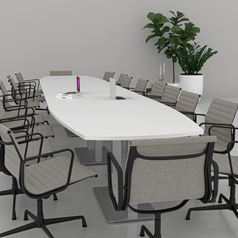 20 Foot Arc-Boat Conference Table with Metal Bases | Harmony Conference Series | 20 Person Boardroom Table