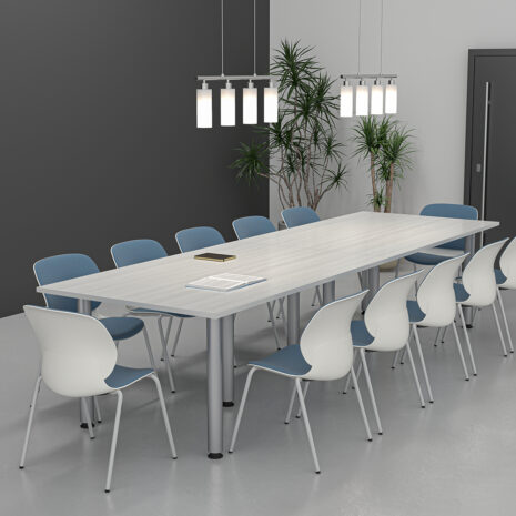 12' Rectangular Conference Table with Metal Post Legs | Harmony Conference Series | 12 Person Meeting Table