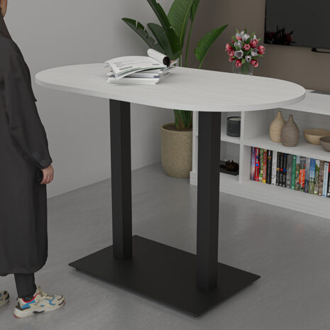 Bistro Office Table | 34"x60" Standing Height Meeting Table With Double Post Base | Harmony Series Office Table | Available In 8 Shapes