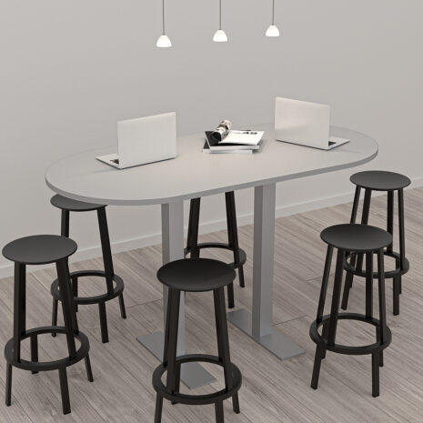 34"x70" Standing Height Meeting Table | Bistro Table With Metal T Legs Base | Harmony Series Office Table | Available In 8 Shapes