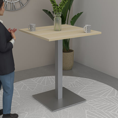 Small Bistro Height Table | 34"x34" Bar Table With Square Metal Base | Harmony Series Office Table | Available In 3 Shapes