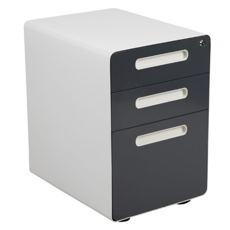 2-Color Ergonomic 3-Drawer Mobile Locking Filing Cabinet - 2 Color Options